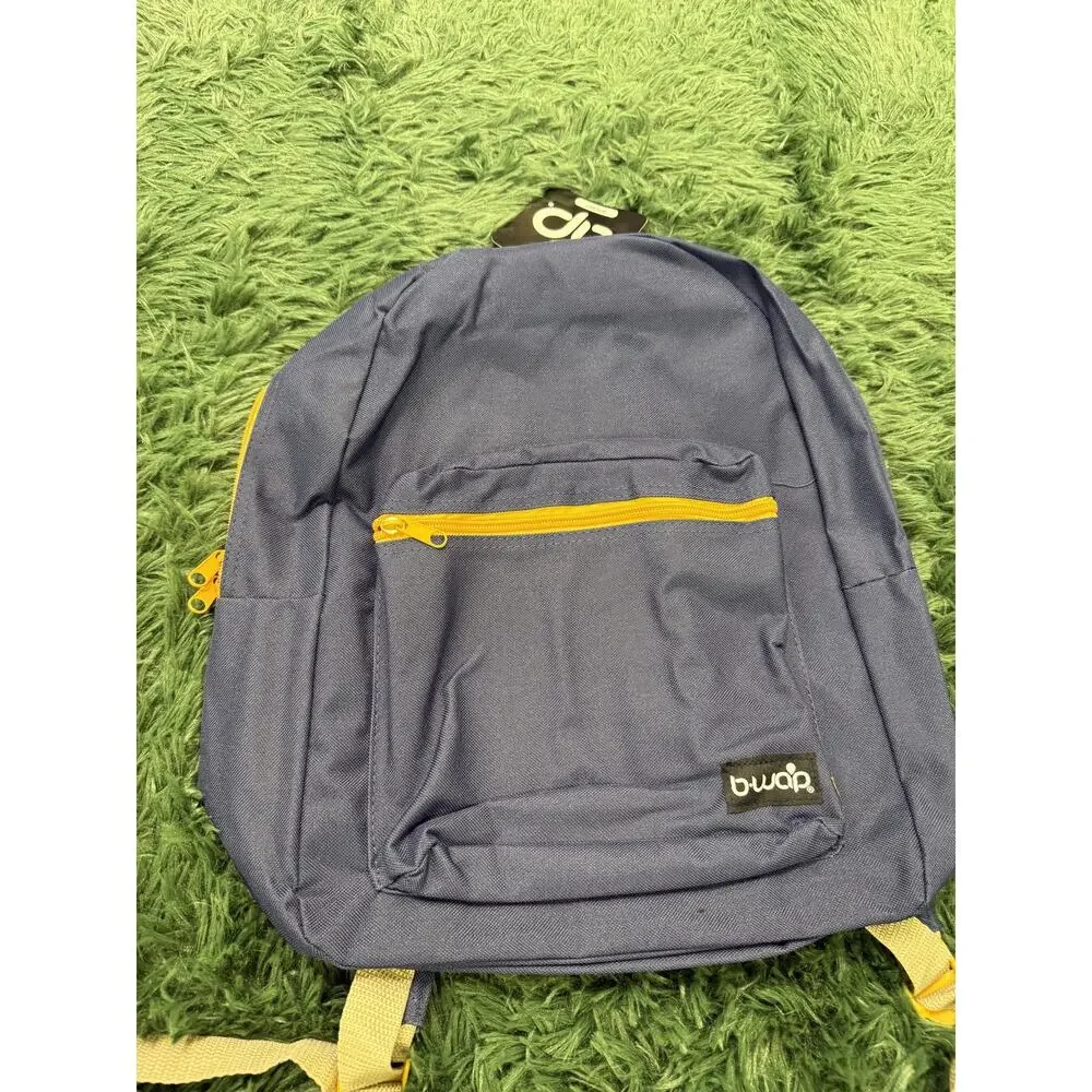 Bwap Kids Mini Backpack Blue Yellow Zipper School Travel Daypack New with Tags
